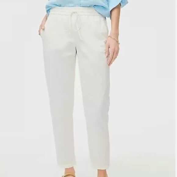 J. Crew Factory AW839 White linen blend draawstring pants NWT - Picture 1 of 11